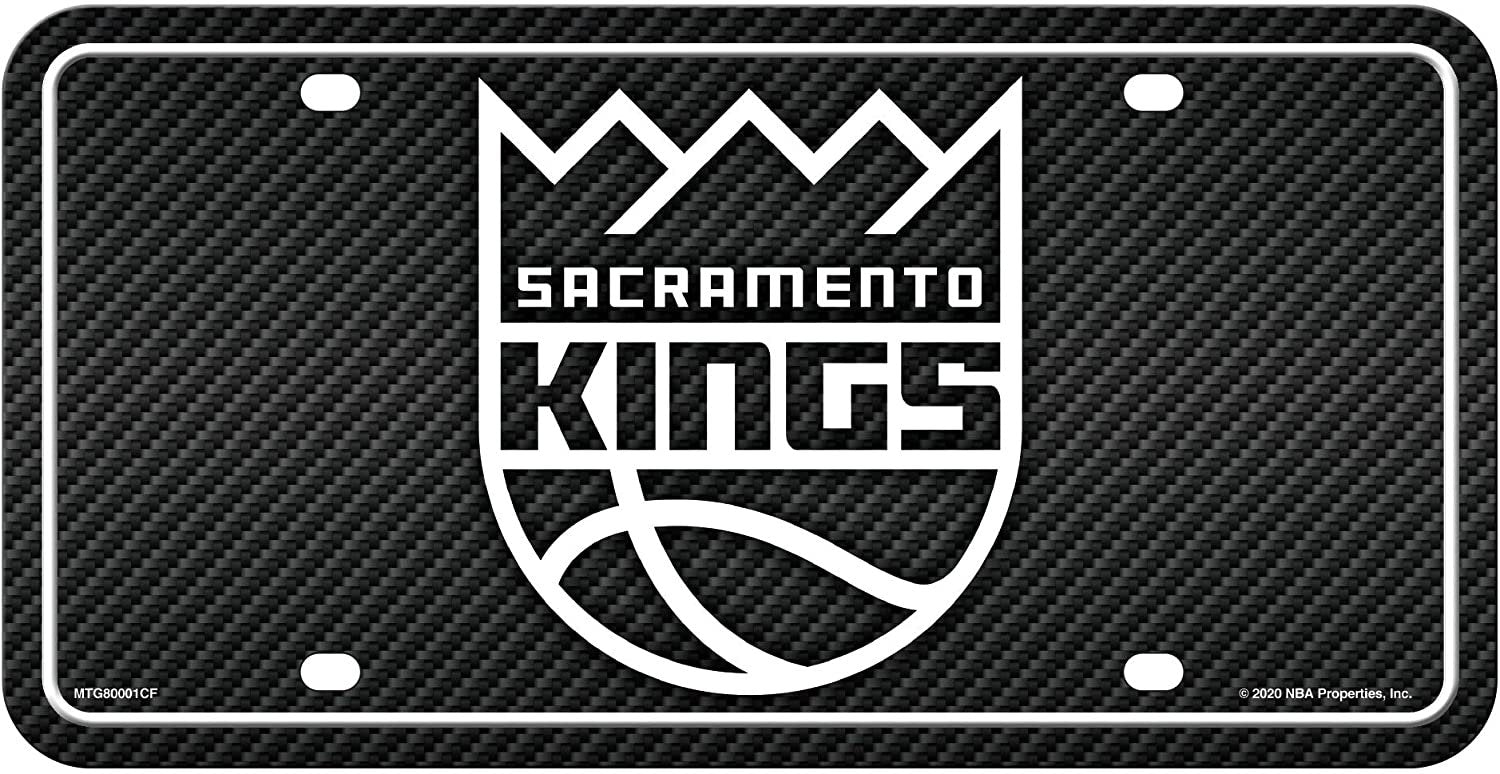 Sacramento Kings Metal Auto Tag License Plate, Carbon Fiber Design, 6x12 Inch 1