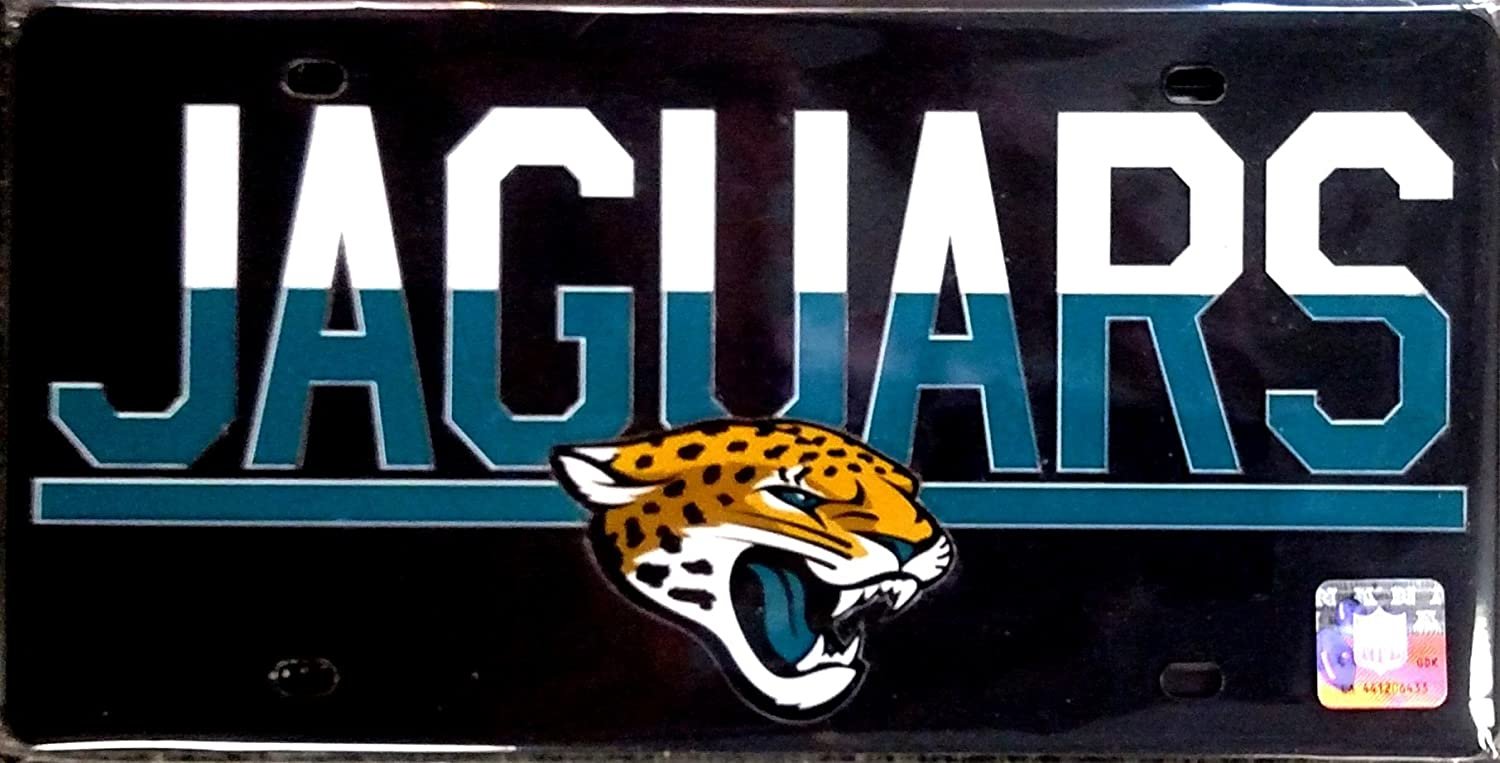 Jacksonville Jaguars Premium Laser Cut Tag License Plate, Acrylic Inlaid, Duo Tone Design, 6x12 Inch