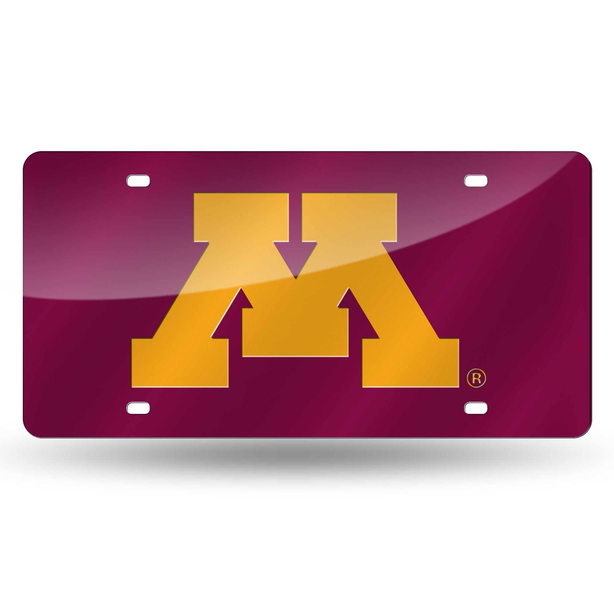 University of Minnesota Gophers Premium Laser Cut Tag License Plate, Color, Mirrored Acrylic Inlaid, 6x12 Inch