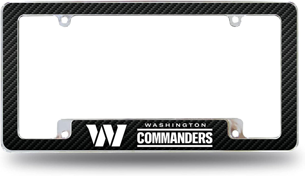 Washington Commanders Metal License Plate Frame Tag Cover Carbon Fiber Design 12x6 Inch