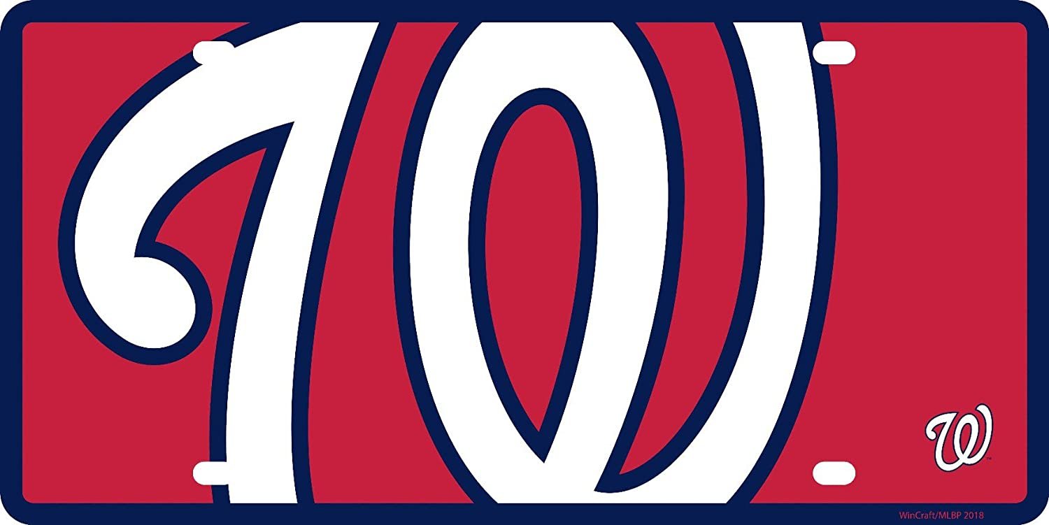 Washington Nationals Premium Laser Cut Tag License Plate, Mega Logo, Mirrored Acrylic Inlaid, 6x12 Inch 1