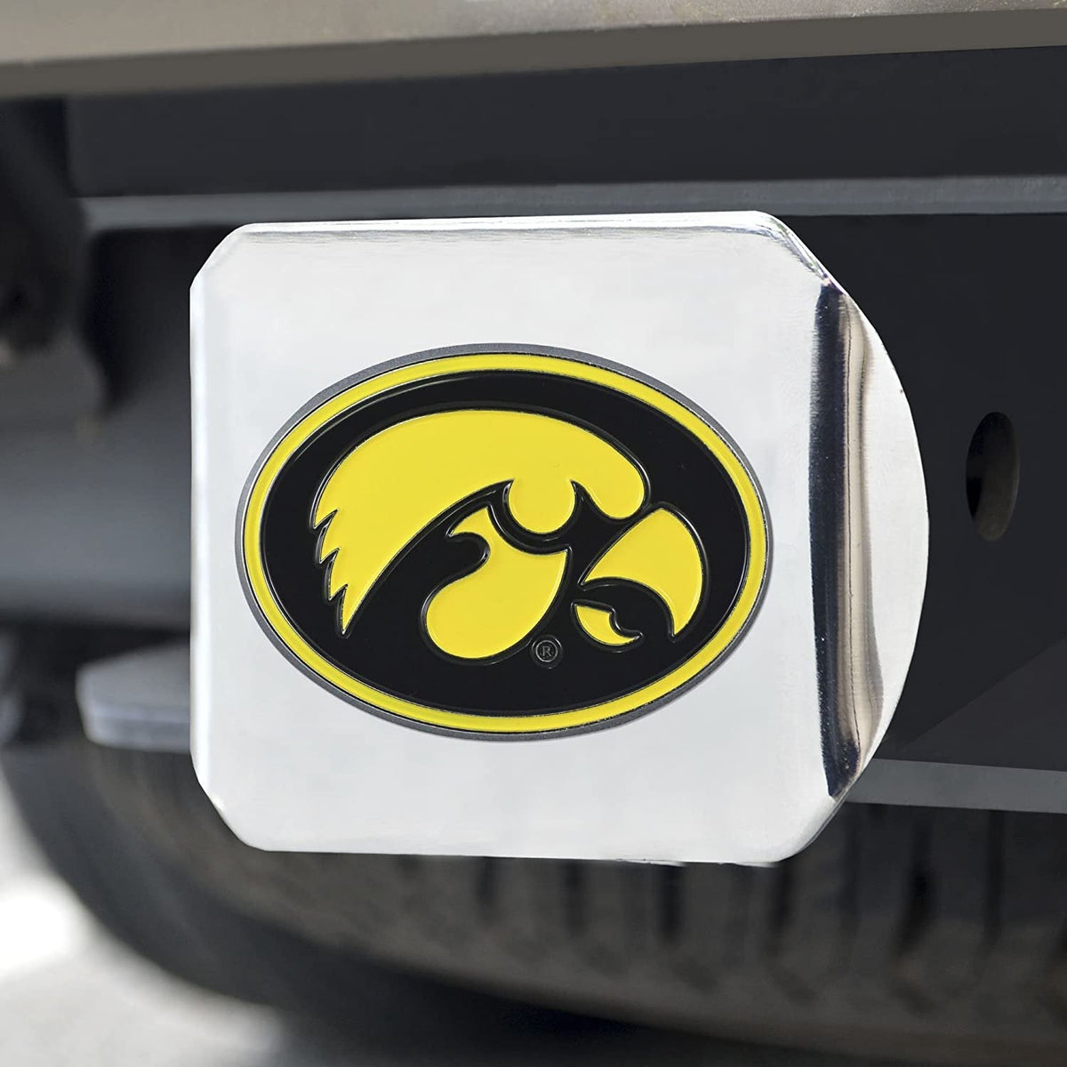 Iowa Hawkeyes Hitch Cover Solid Metal with Raised Color Metal Emblem 2" Square Type III University of