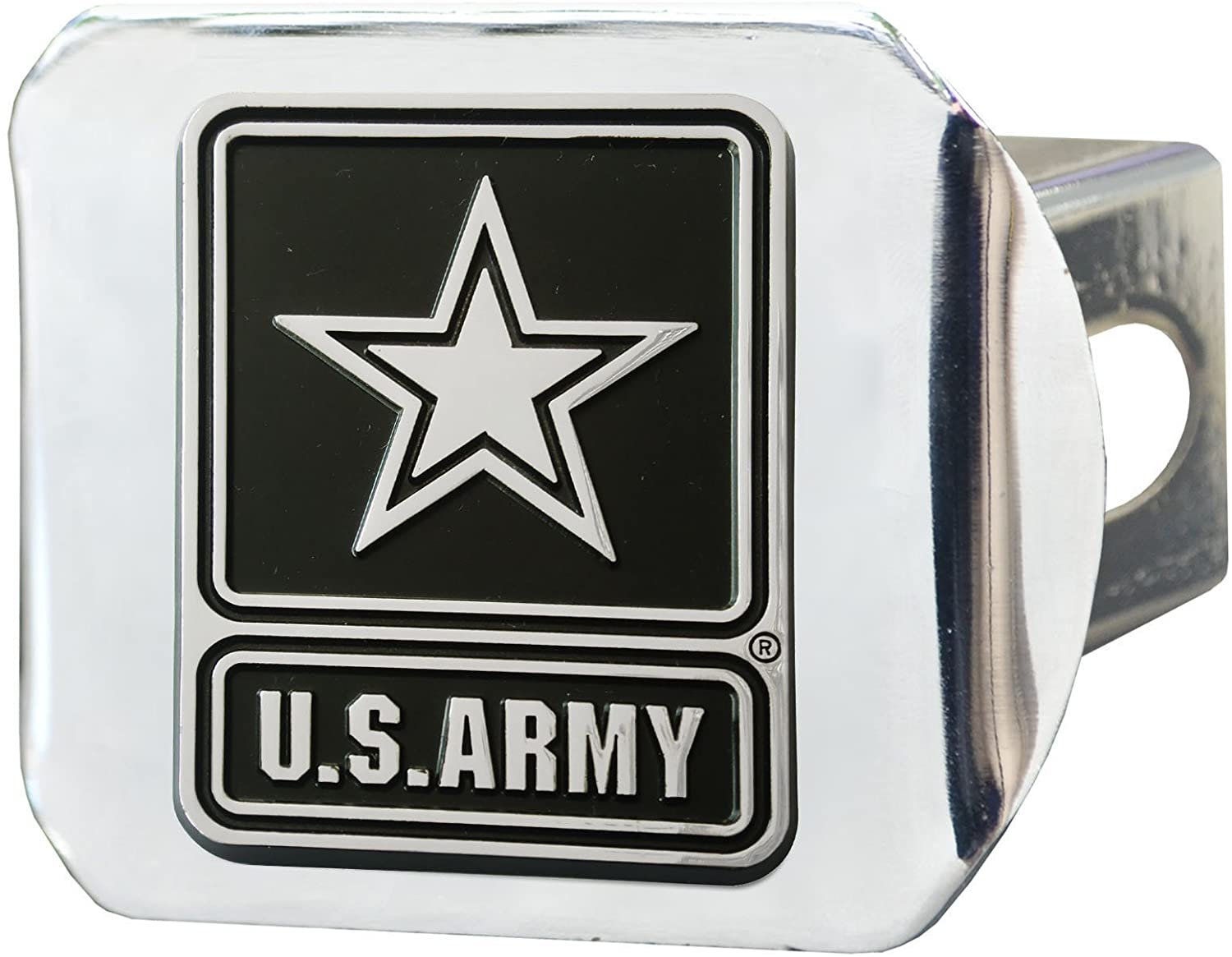 United State Army Solid Metal Hitch Cover with Chrome Metal Emblem 2 Inch Square Type III Military 1