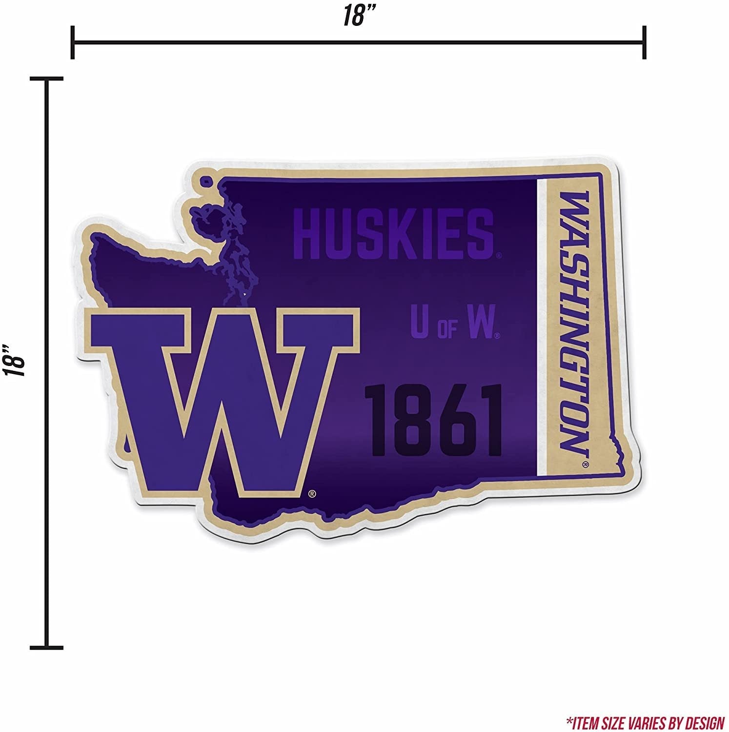 Washington Huskies Pennant State Shape 18 Inch Soft Felt University of 4