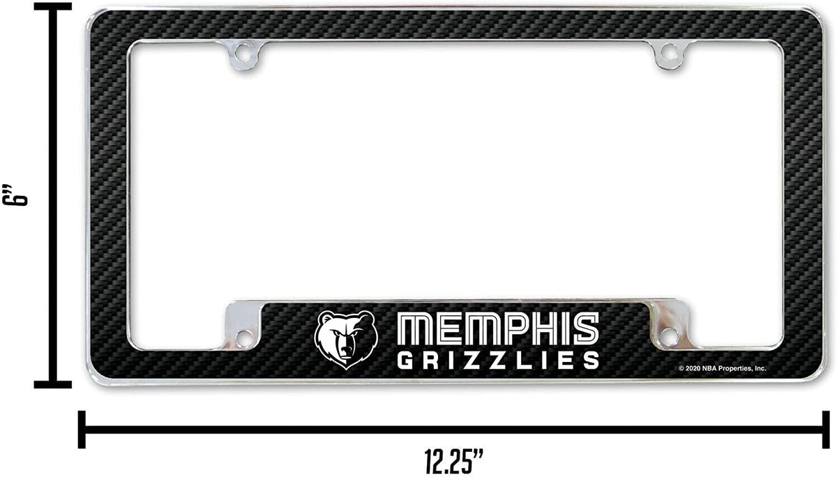 Memphis Grizzlies Metal License Plate Frame Chrome Tag Cover, Carbon Fiber Design, 12x6 Inch 4