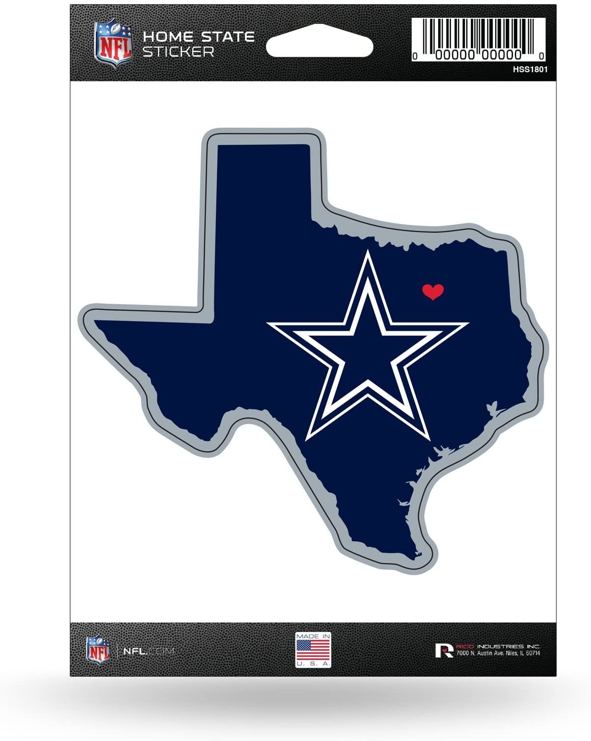 Dallas Cowboys 5 Inch Sticker Decal, Home State Design, Flat Vinyl, Full Adhesive Backing