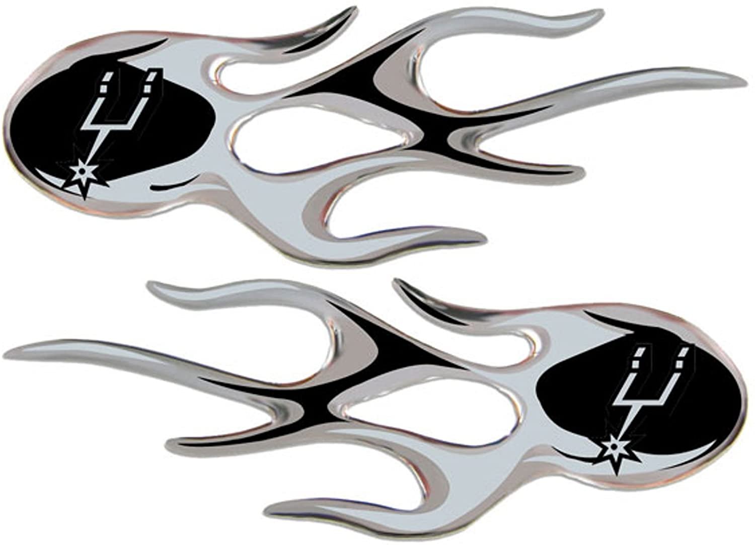 San Antonio Spurs 2-Pack Drip Molded Plastic Raised Flame Flames Decal Emblem Sticker Basketball 1