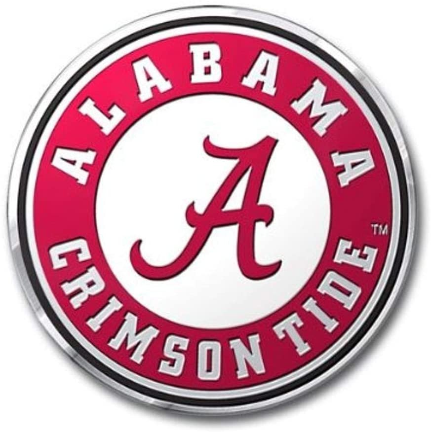University of Alabama Crimson Tide Auto Emblem, Aluminum Metal, Embossed Team Color, Raised Decal Sticker, Full Adhesive Backing