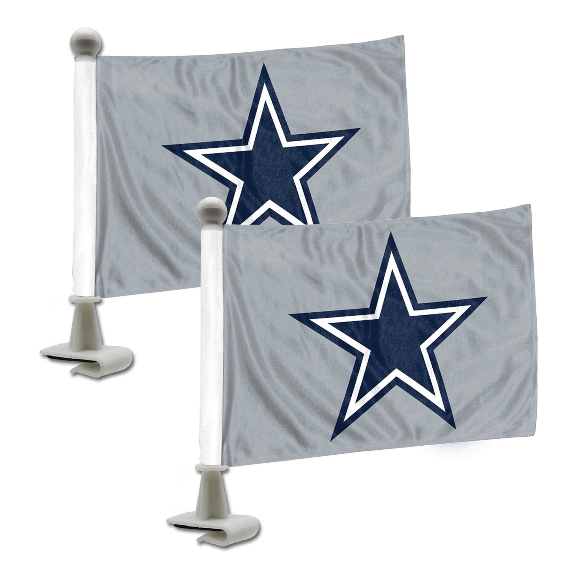 Dallas Cowboys Car Flag Set Ambassador Style 4x6 Inch Set of 2 Gray Color