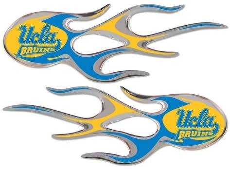 UCLA Bruins Pair of Decal Sticker Emblem, Air Puffed Raised, Micro Flame Design, Full Adhesive Backing, 2x5 Inch Each, University of California Los Angeles