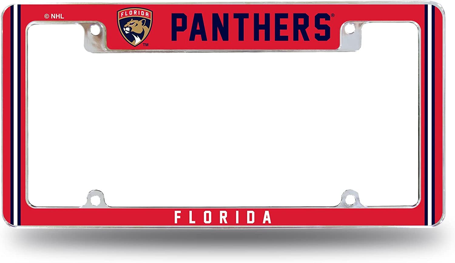 Florida Panthers Metal License Plate Frame Chrome Tag Cover Alternate Design 6x12 Inch