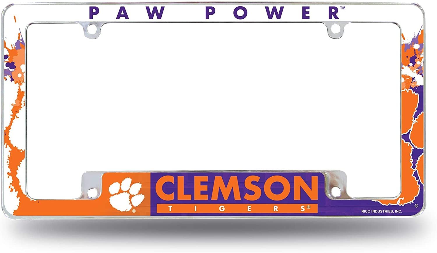 Clemson Tigers Metal License Plate Frame Tag Cover All Over Design Heavy Gauge University