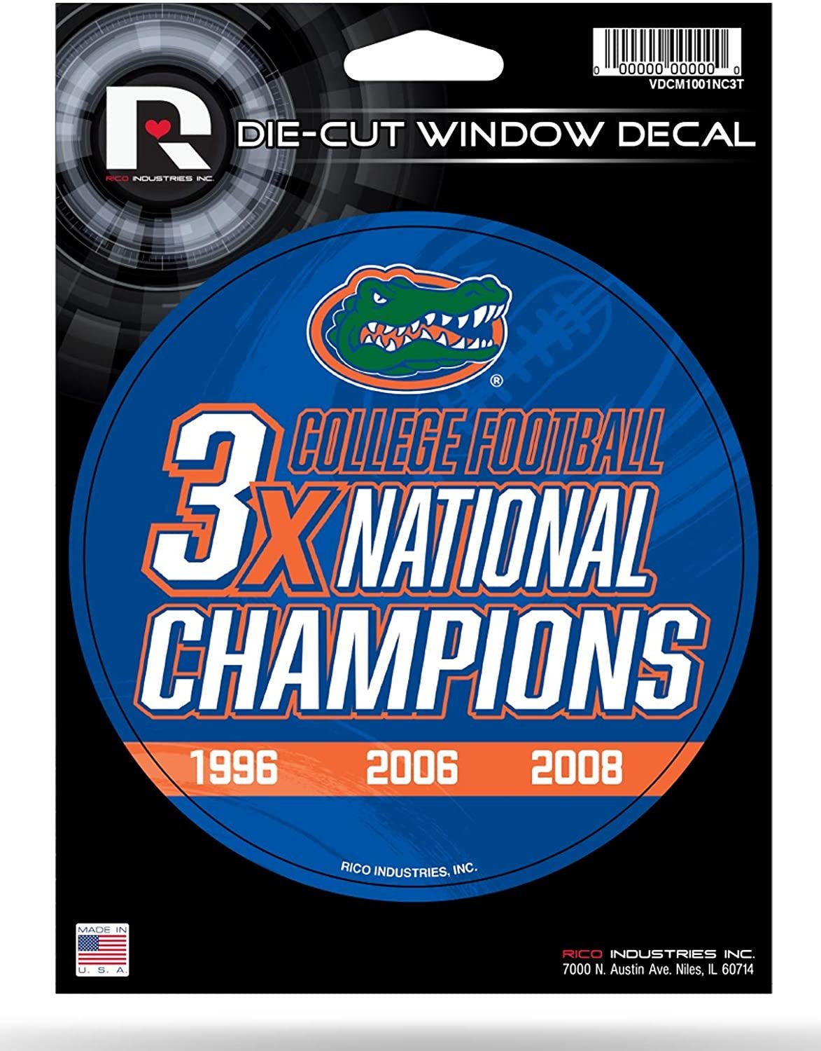 Florida Gators 5" Decal Sticker 3X Time Champions Flat Vinyl Auto Emblem College Football University of 1