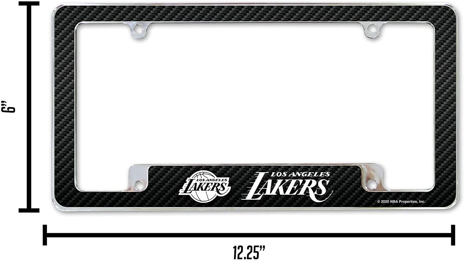 Los Angeles Lakers Metal License Plate Frame Chrome Tag Cover Carbon Fiber Design 6x12 Inch 3