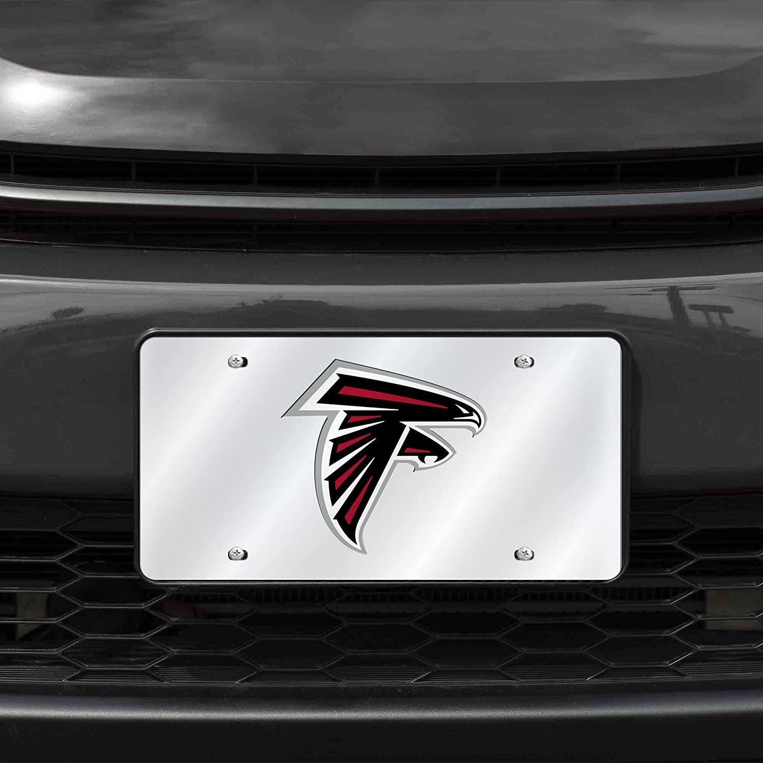 Atlanta Falcons Premium Laser Cut Tag License Plate, Mirrored Acrylic Inlaid, 12x6 Inch