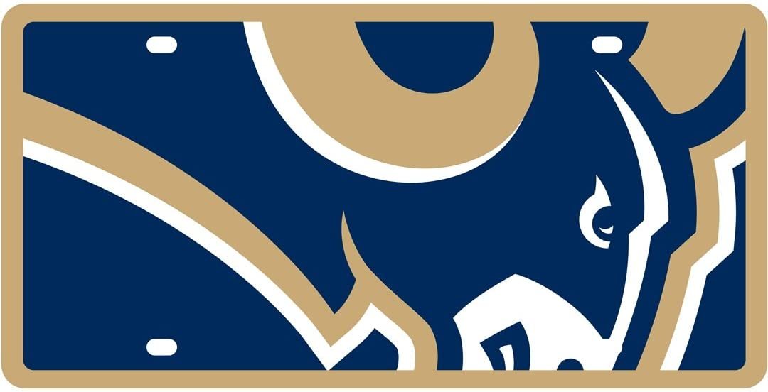 Los Angeles Rams Laser Tag License Plate, Mega Logo, Mirrored Acrylic, 6x12 Inch 1