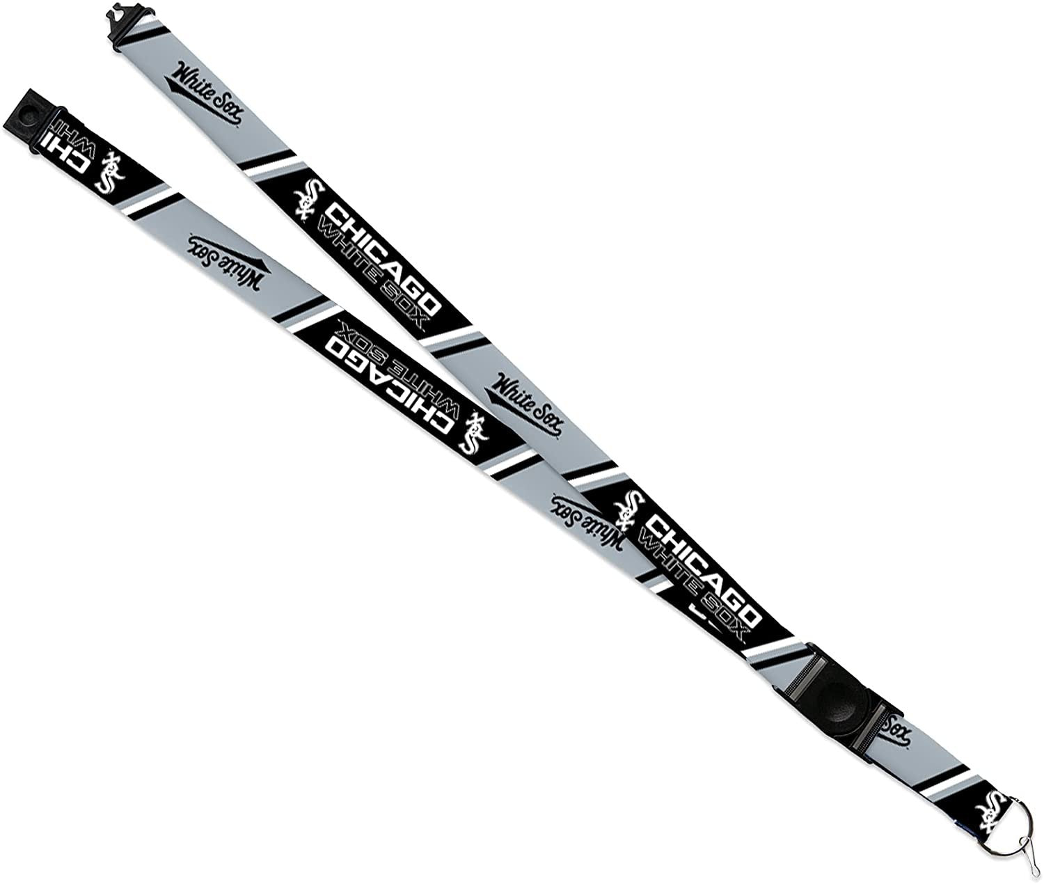 Chicago White Sox Lanyard Keychain Double Sided 18 Inch Button Clip Safety Breakaway 1