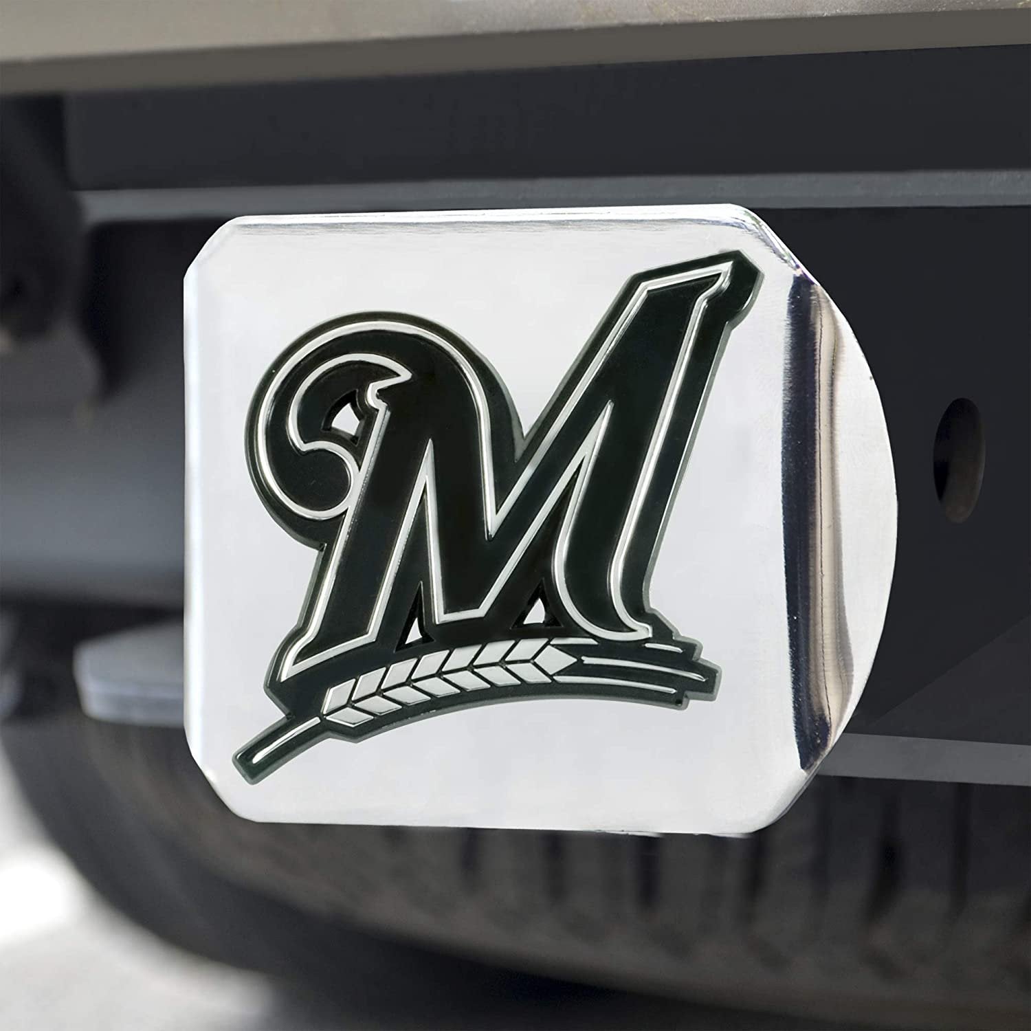 Milwaukee Brewers Hitch Cover Solid Metal with Raised Chrome Metal Emblem 2" Square Type III 2