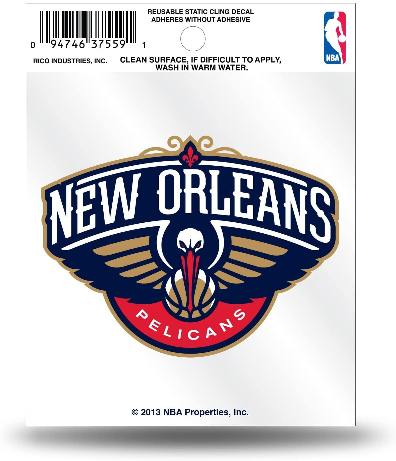 New Orleans Pelicans 3 Inch Static Cling Decal 1