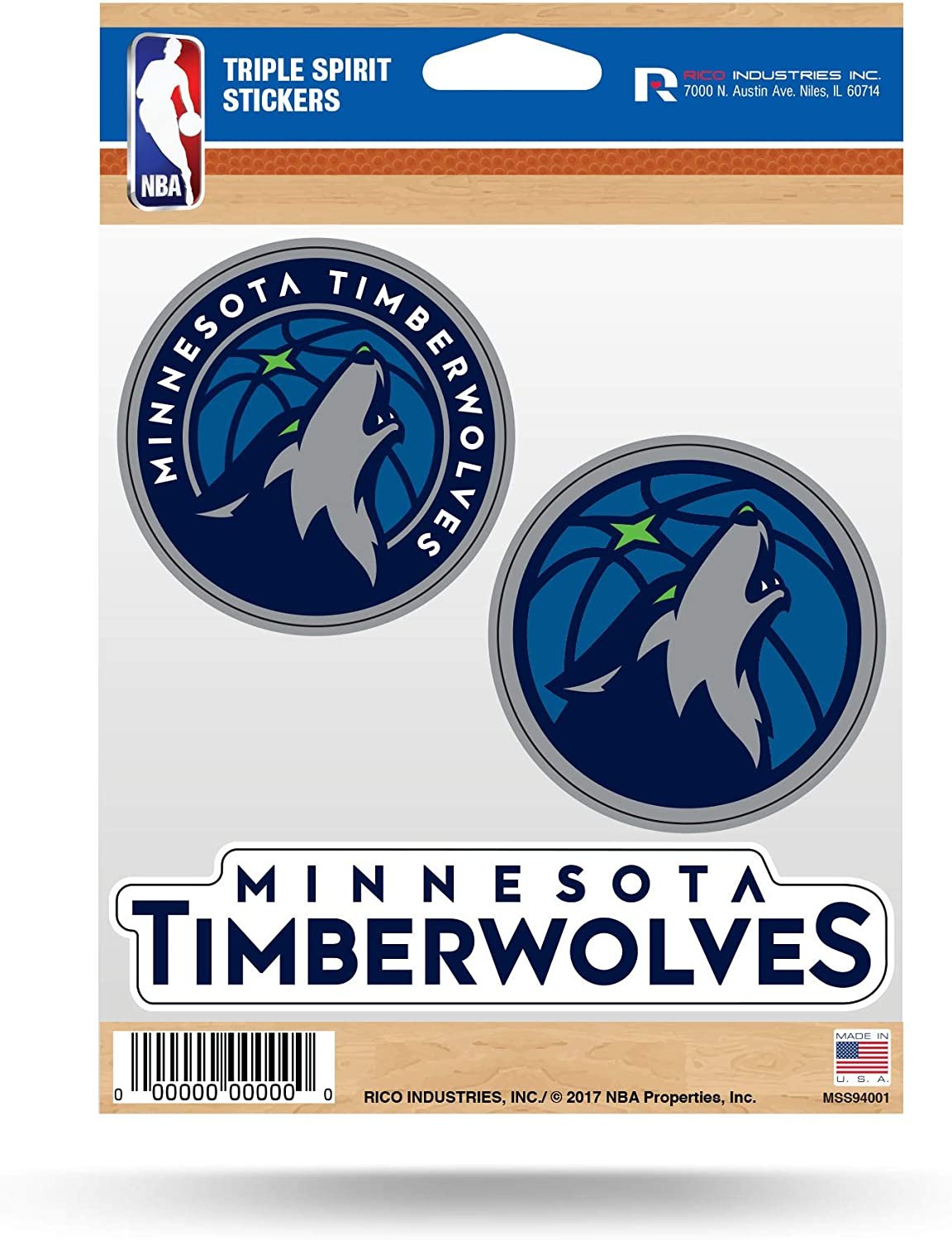 Minnesota Timberwolves Die Cut 3-Piece Triple Spirit Sticker Sheet 1