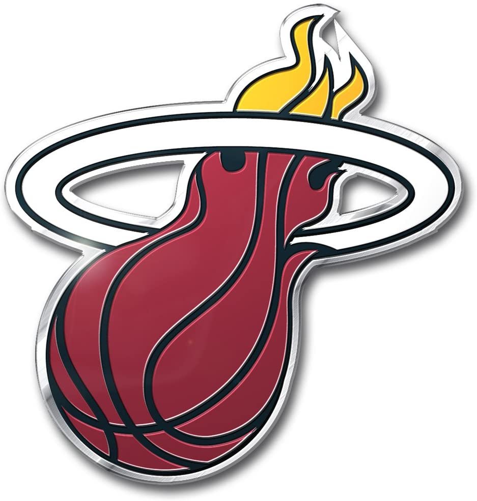 Miami Heat Auto Emblem, Aluminum Metal, Embossed Team Color, Raised Decal Sticker, Full Adhesive Backing 1