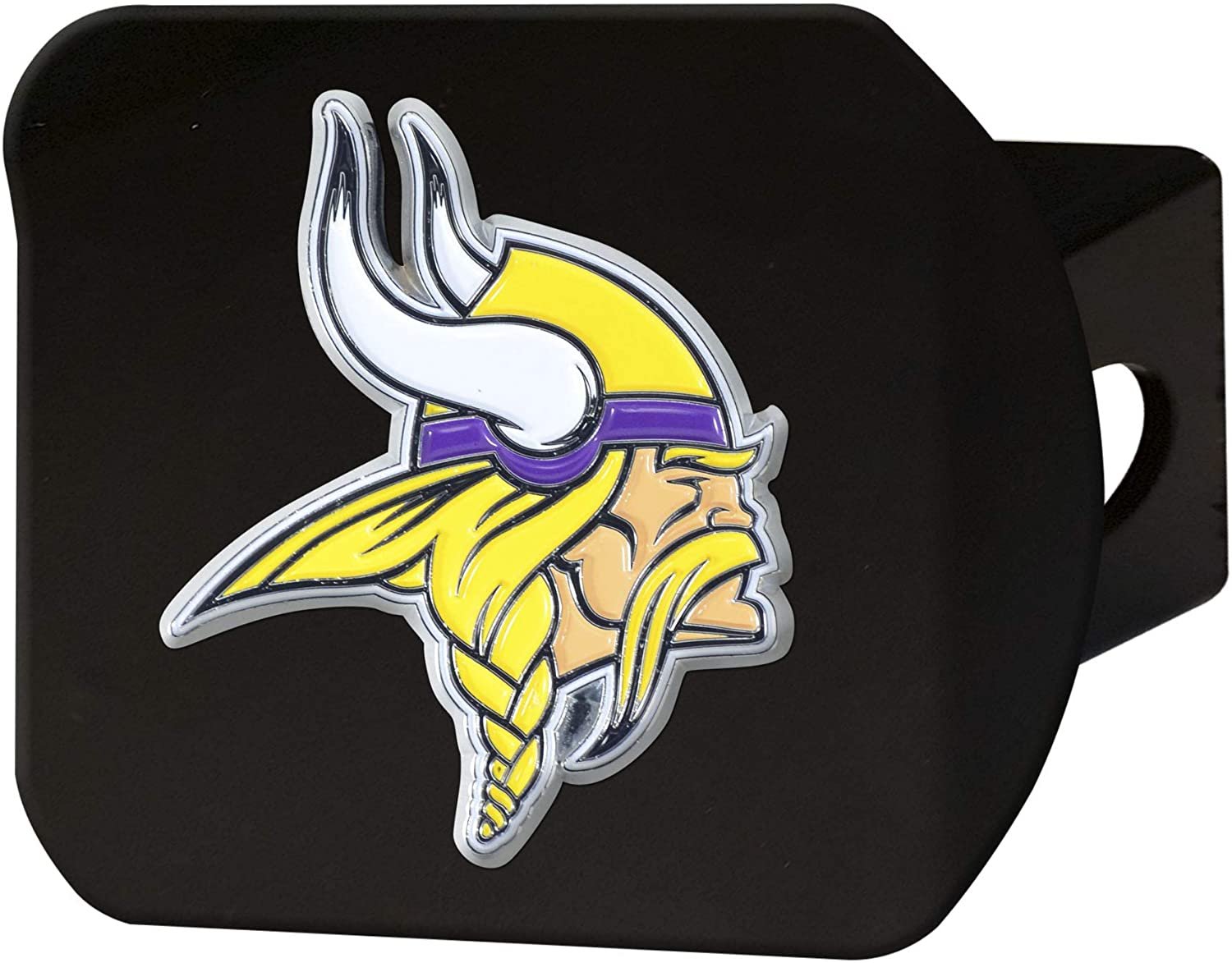 Minnesota Vikings Hitch Cover Solid Black Metal with Color Metal Emblem 2" Square Type III