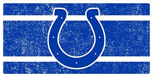 Indianapolis Colts Premium Laser Cut Tag License Plate, Vintage Design, Mirrored Acrylic Inlaid, 6x12 Inch 1