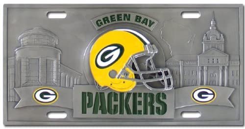 Green Bay Packers Zinc Metal License Plate Tag Raised 3D Details, Heavy Gauge, 6x12 Inch 1