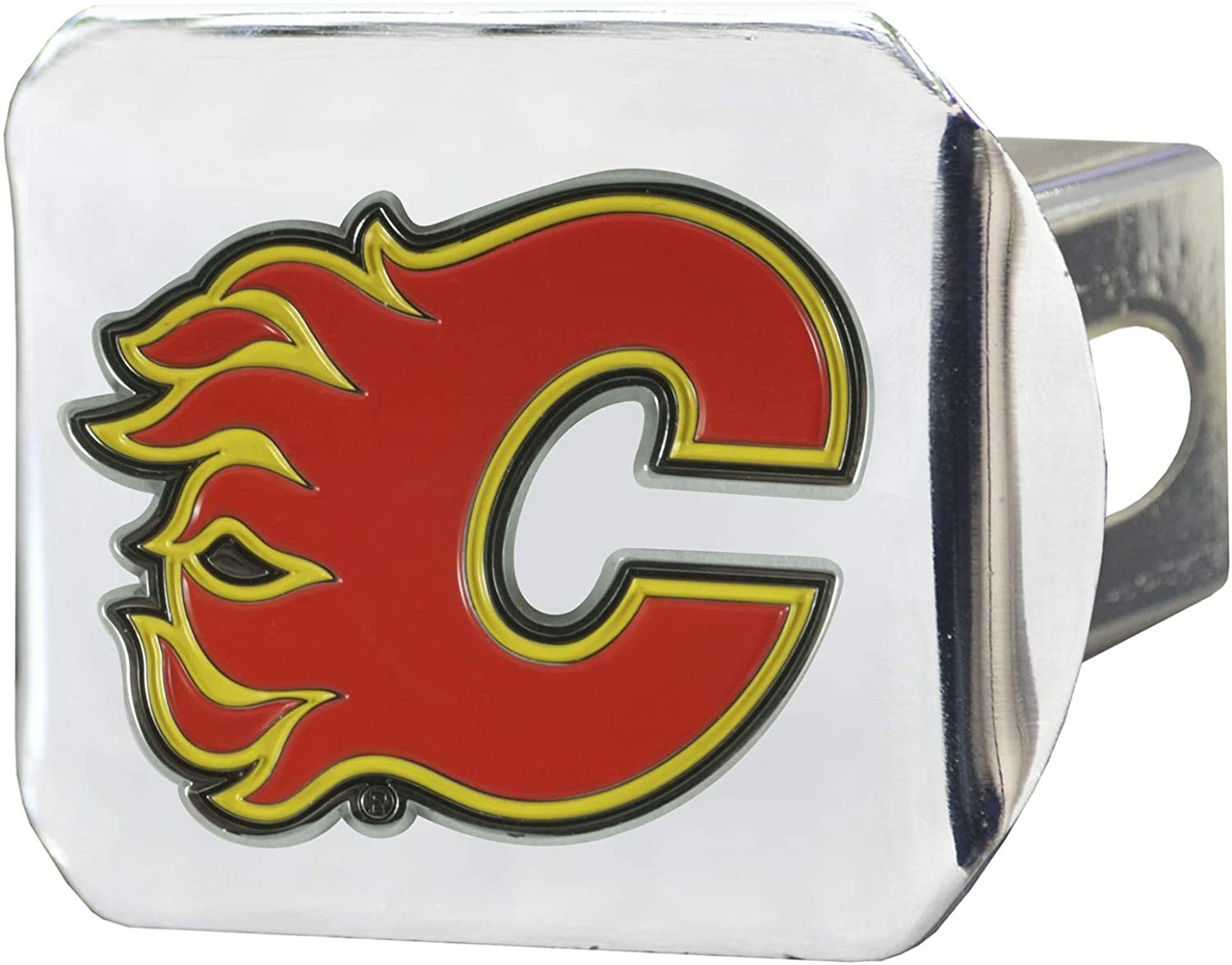 Calgary Flames Hitch Cover Solid Metal with Raised Color Metal Emblem 2" Square Type III