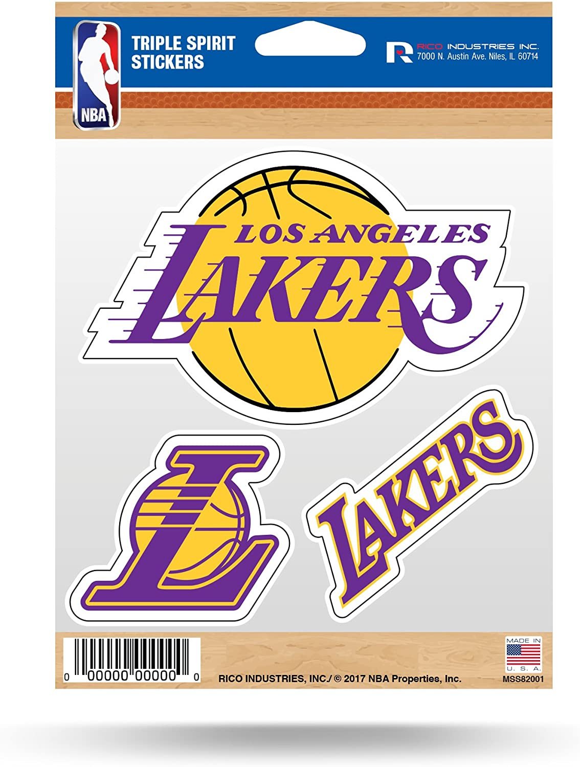Los Angeles Lakers Die Cut 3-Piece Triple Spirit Sticker Sheet