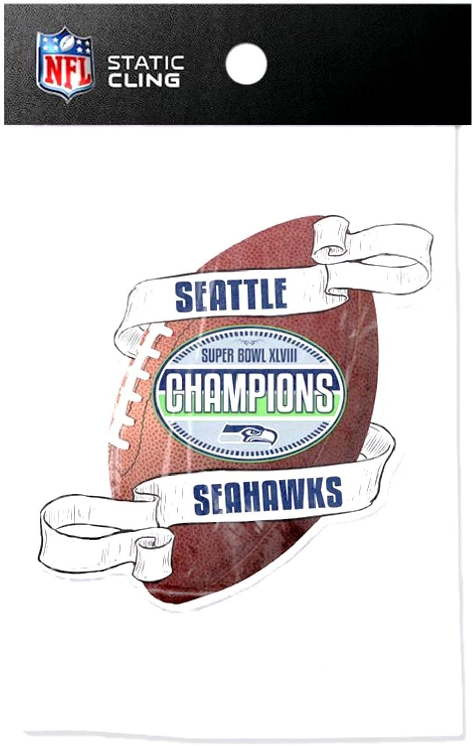 Seattle Seahawks 2014 Champions 6" Flat Vinyl Die Cut Static Cling Decal Sticker Football Super Bowl Championship 1