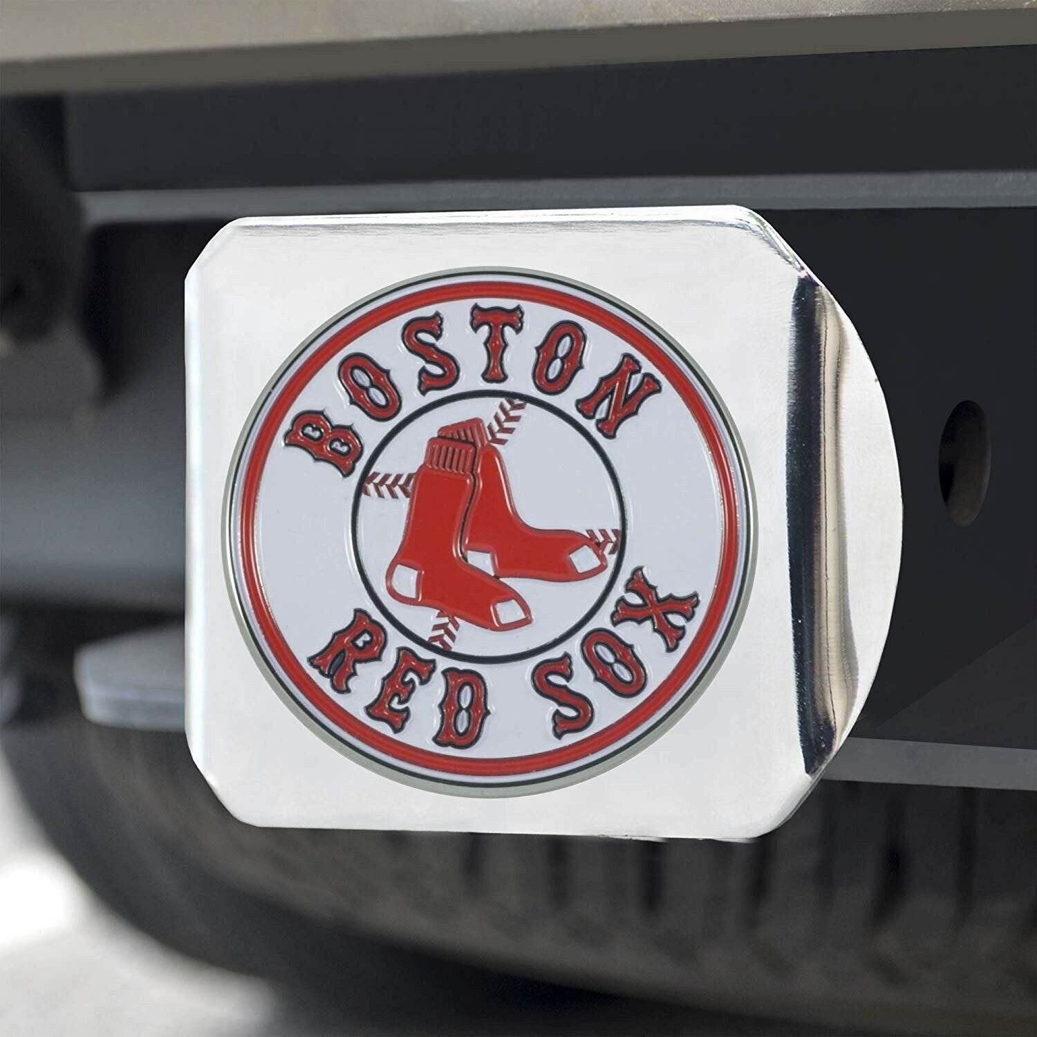 Boston Red Sox Hitch Cover Solid Metal with Raised Color Metal Emblem 2" Square Type III