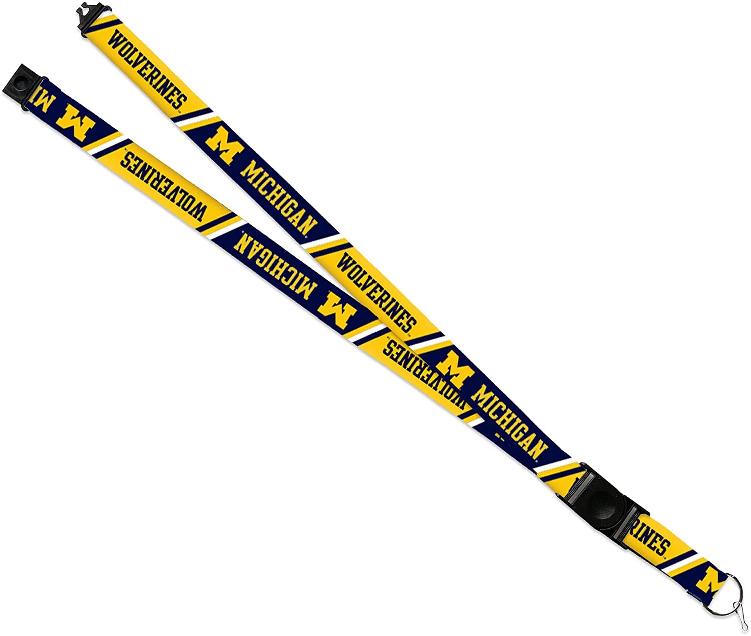 University of Michigan Wolverines Lanyard Keychain Double Sided 18 Inch Button Clip Safety Breakaway