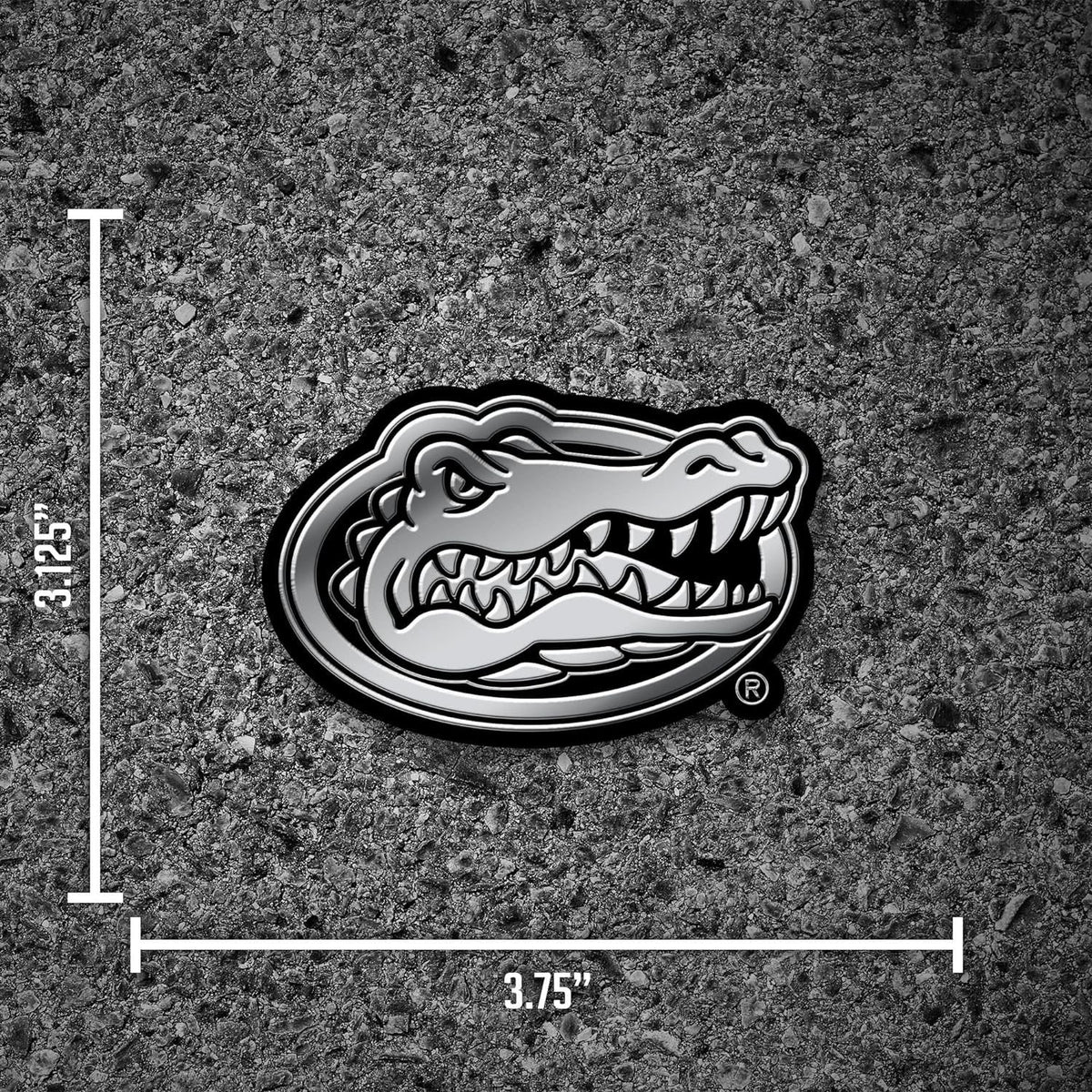 University of Florida Gators Auto Emblem, Silver Chrome Color, Raised Molded Plastic, 3.5 Inch, Adhesive Tape Backing 4