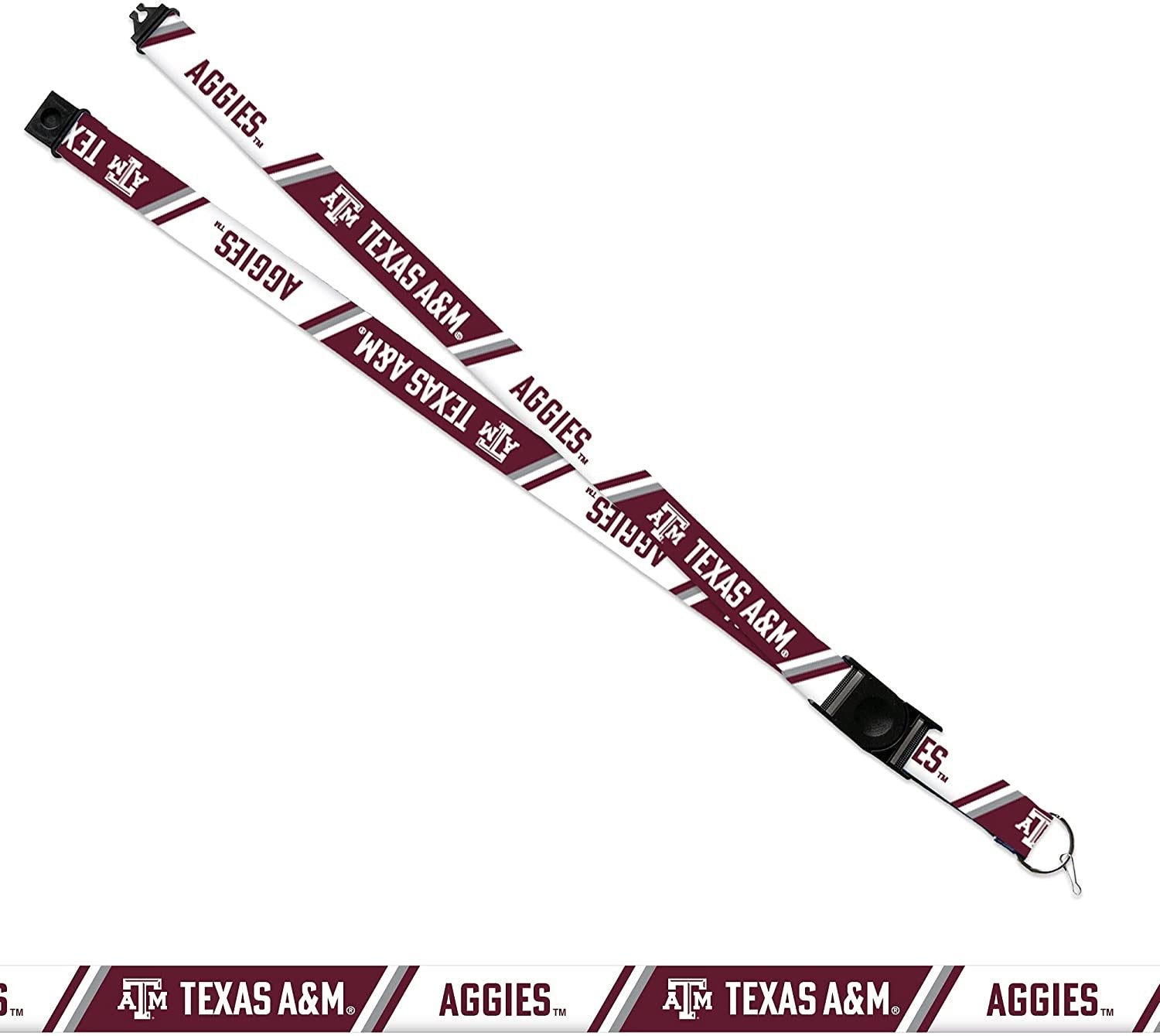 Texas A&M University Aggies Lanyard Keychain Double Sided 18 Inch Button Clip Safety Breakaway