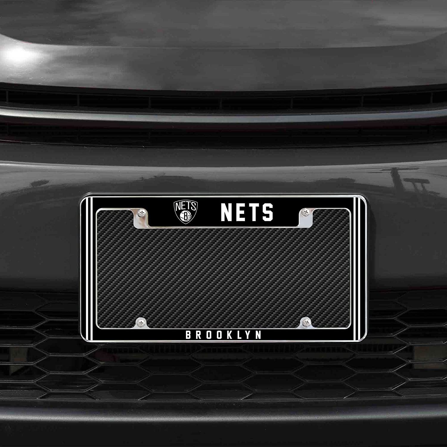 Brooklyn Nets Metal License Plate Frame Chrome Tag Cover Alternate Design 6x12 Inch 2