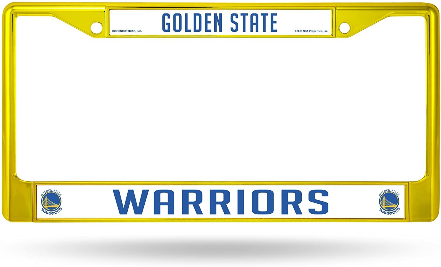 Golden State Warriors Yellow Metal License Plate Frame Chrome Tag Cover, 12x6 Inch 1