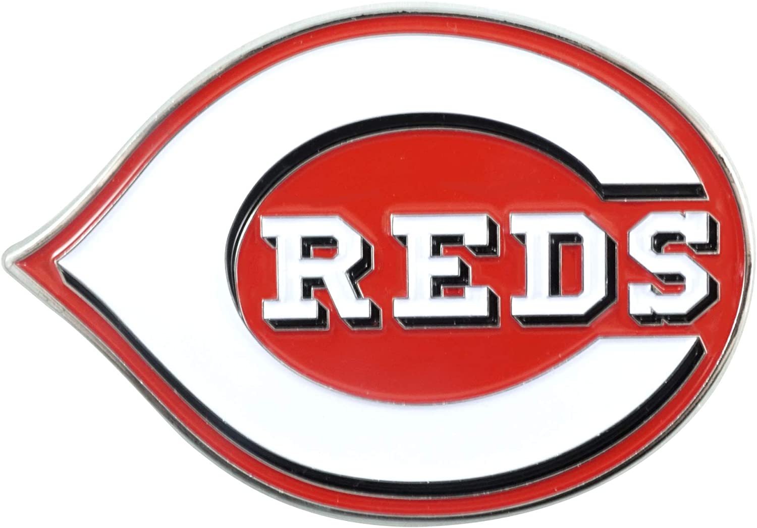 Cincinnati Reds Premium Solid Metal Raised Auto Emblem, Team Color, Shape Cut, Adhesive Backing 1