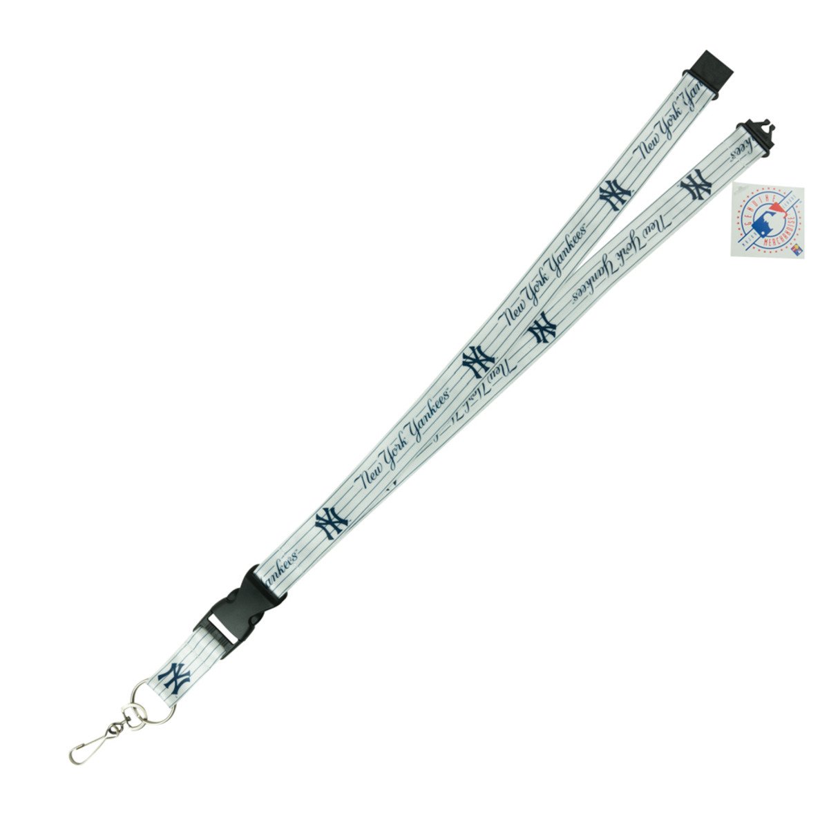 New York Yankees Premium Lanyard Keychain, Breakaway Safety Style, Pinstripes Design, Adult Size, 36 x .75 Inch