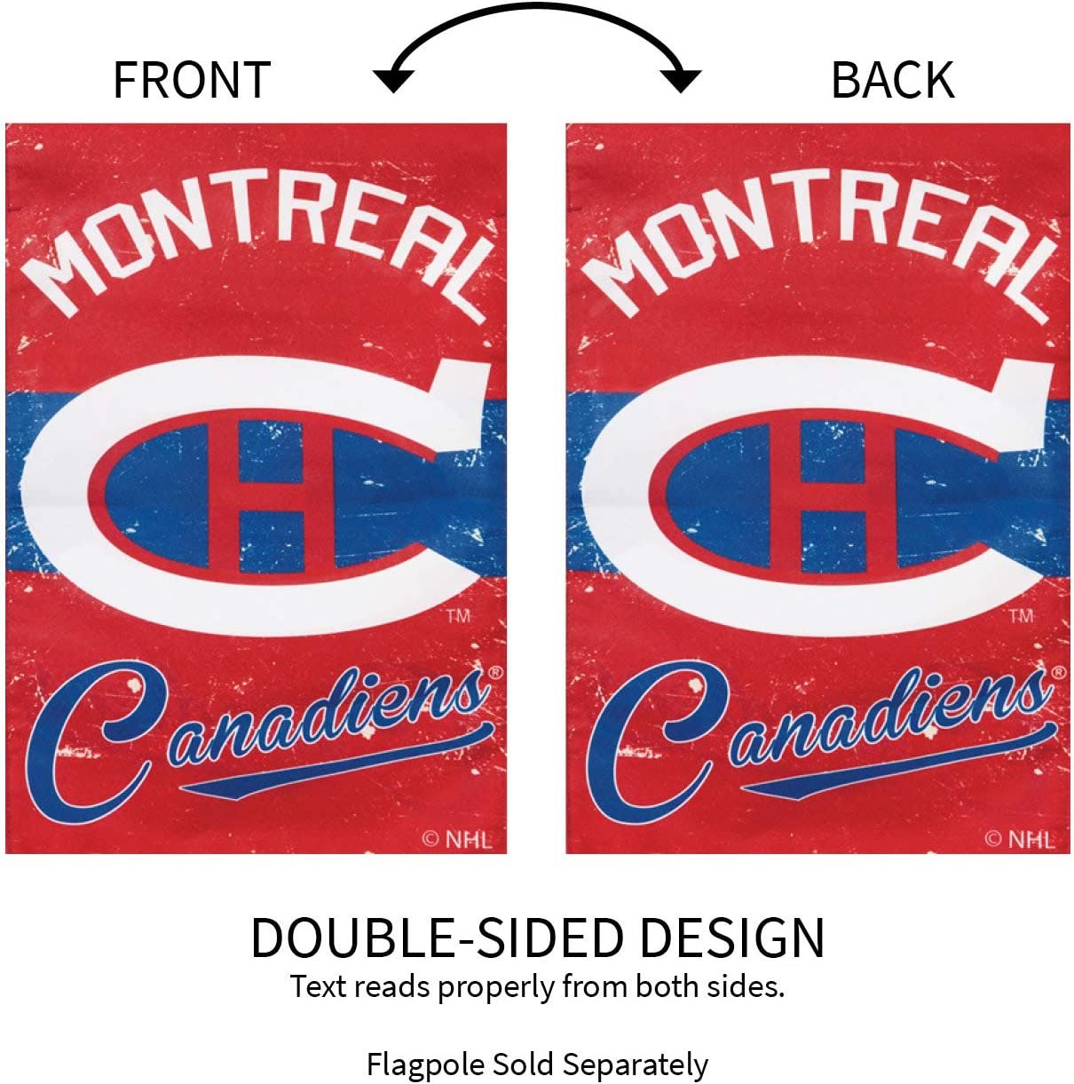 Montreal Canadiens Premium Garden Flag Linen Banner Double Sided 12.5x18 Inch Vintage Logo Design Outdoor 4