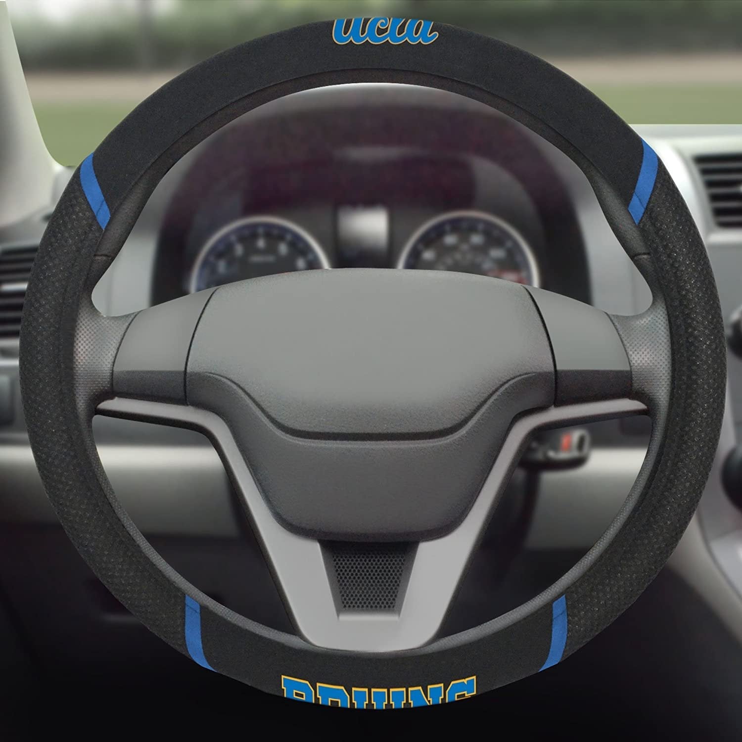 UCLA Bruins Premium 15 Inch Black Emroidered Steering Wheel Cover 3