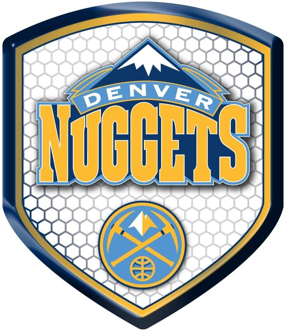 Denver Nuggets High Intensity Reflector, Shield Shape, Raised Decal Sticker, 2.5x3.5 Inch, Home or Auto, Full Adhesive Backing 1