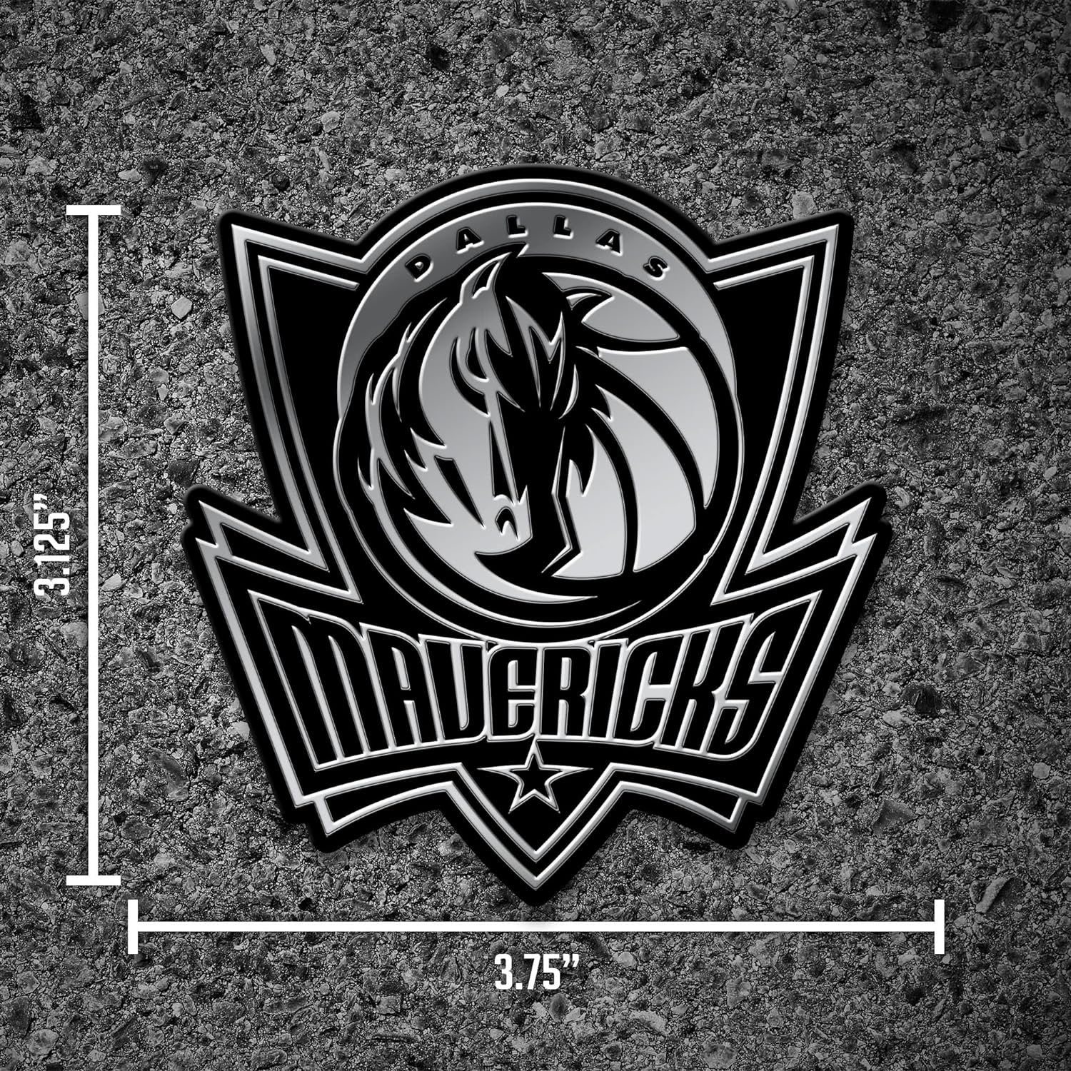 Dallas Mavericks Silver Chrome Color Auto Emblem, Raised Molded Plastic, 3.5 Inch, Adhesive Tape Backing 4