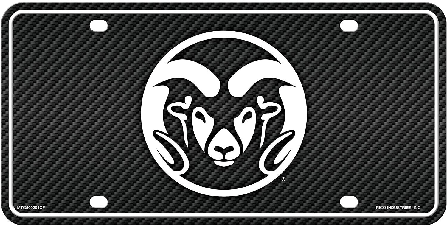 Colorado State University Rams Metal Auto Tag License Plate, Carbon Fiber Design, 6x12 Inch