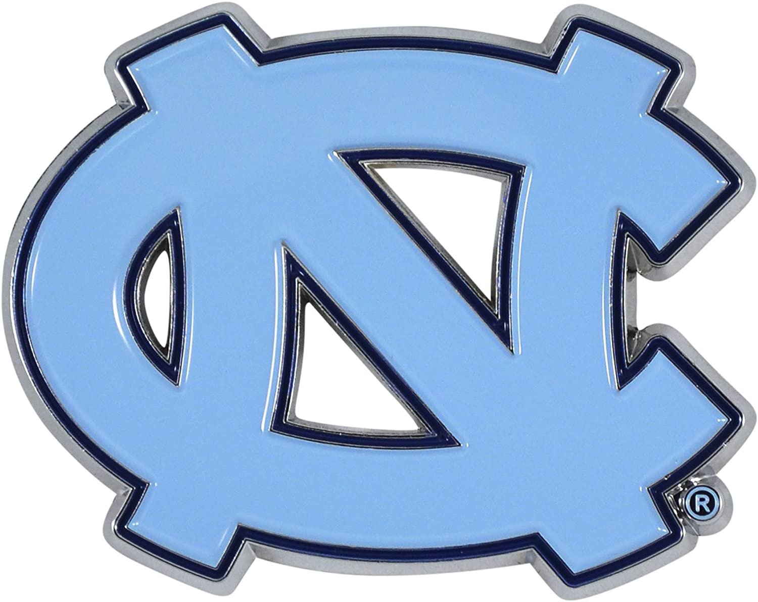 University of North Carolina Tar Heels Premium Solid Metal Raised Auto Emblem, Team Color, Shape Cut, Adhesive Backing 1