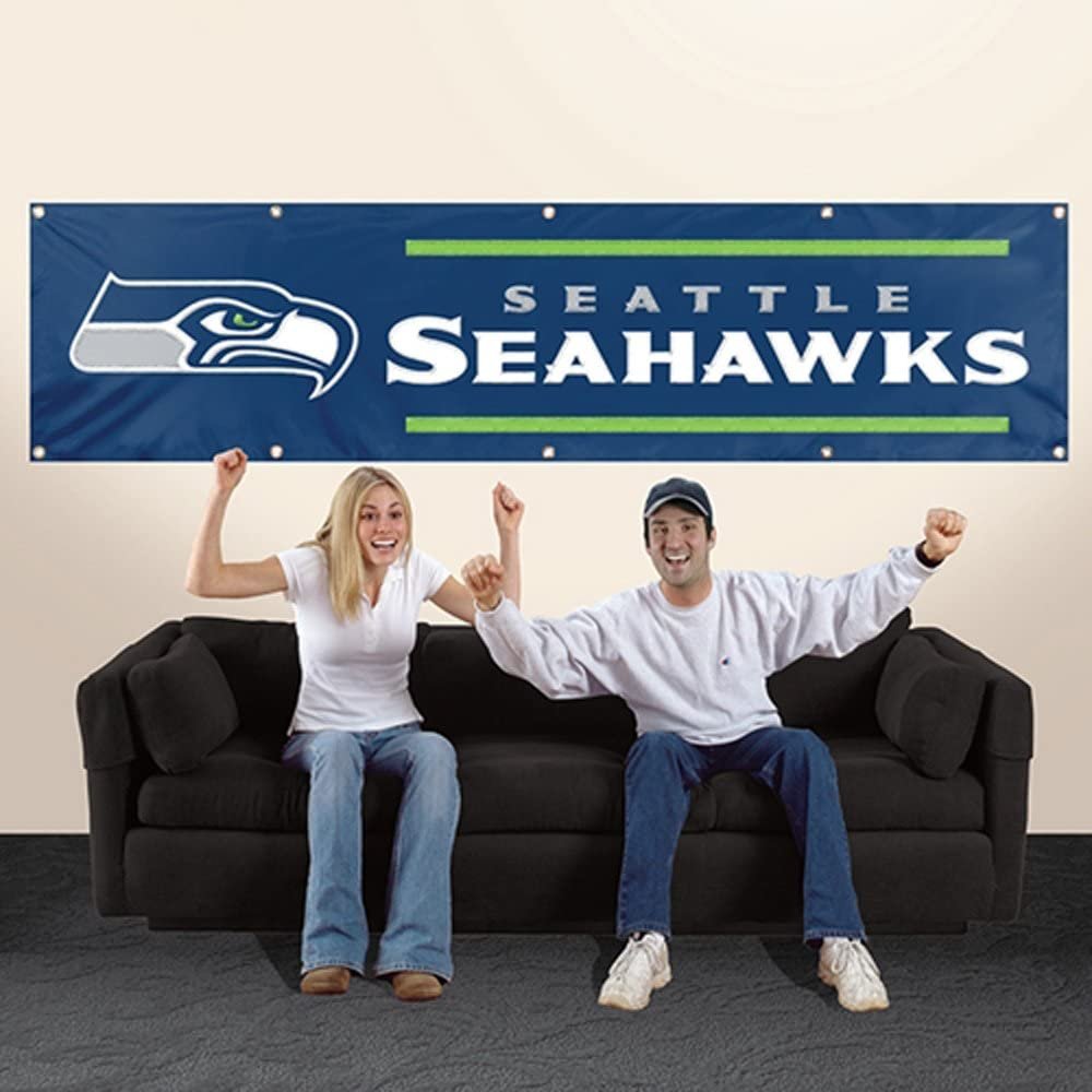 Seattle Seahawks Huge 8x2 Feet Premium Emboridered Banner Flag Metal Grommets 3