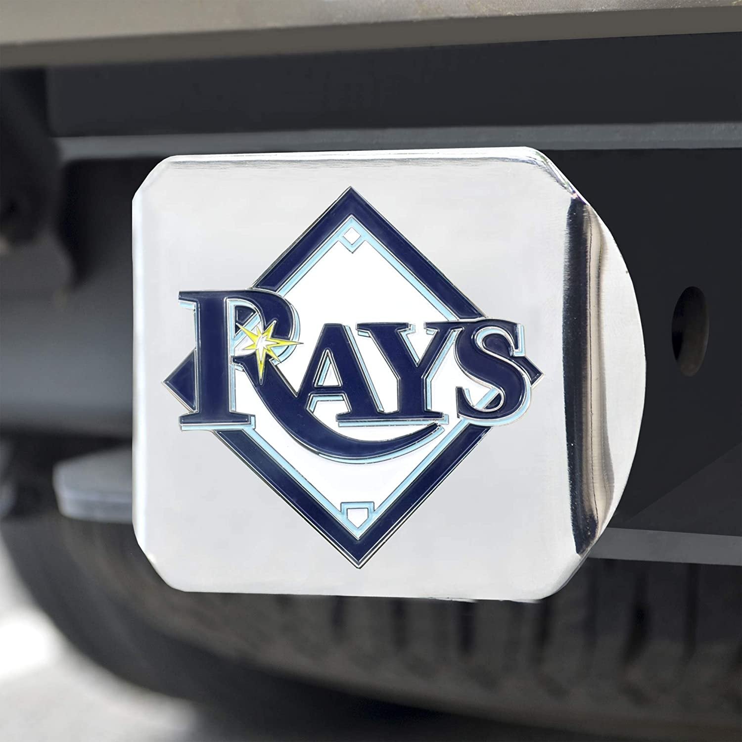 Tampa Bay Rays Solid Metal Hitch Cover with Color Metal Emblem 2 Inch Square Type III