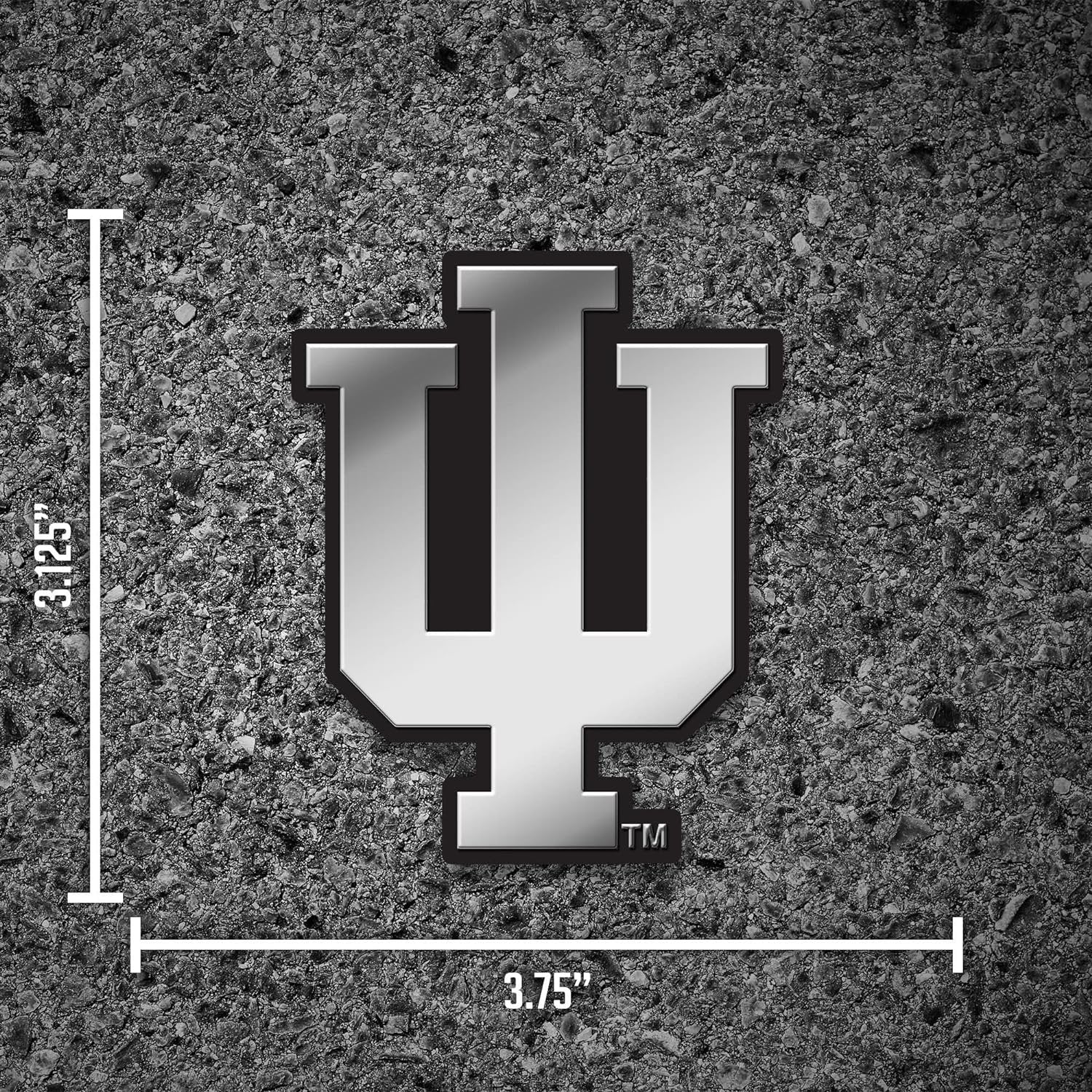 Indiana University Hoosiers Auto Emblem, Silver Chrome Color, Raised Molded Plastic, 3.5 Inch, Adhesive Tape Backing 4