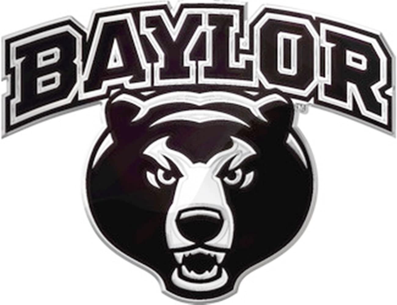 Baylor University Bears Premium Solid Metal Raised Auto Emblem, Mascot Logo, Shape Cut, Adhesive Backing 1