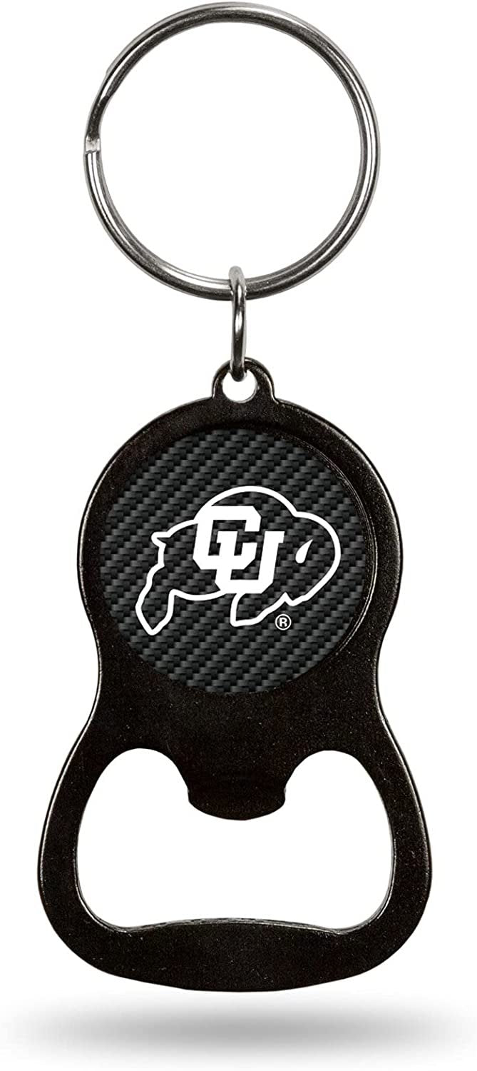 University of Colorado Buffaloes Premium Solid Metal Keychain Bottle Opener, Carbon Fiber Design 1